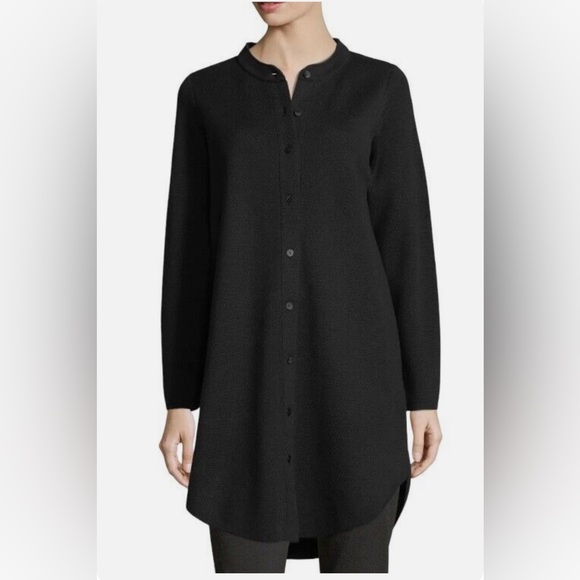 Eileen Fisher 100% Merino Wool Button Cardigan Round Hem - Picture 4 of 12